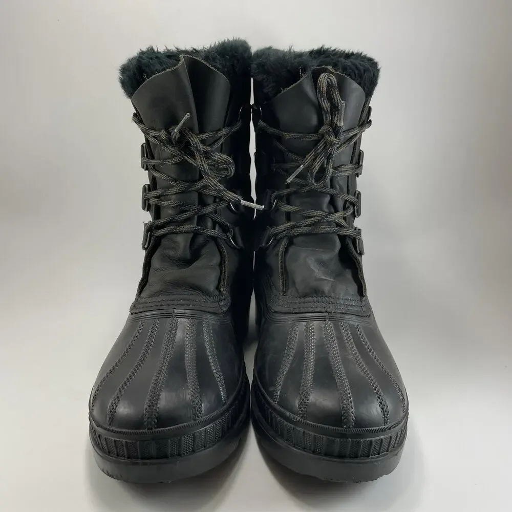 Sorel Caribou Winter Boots Mens Size 10 Waterproof Black Leather Lined Lace Up